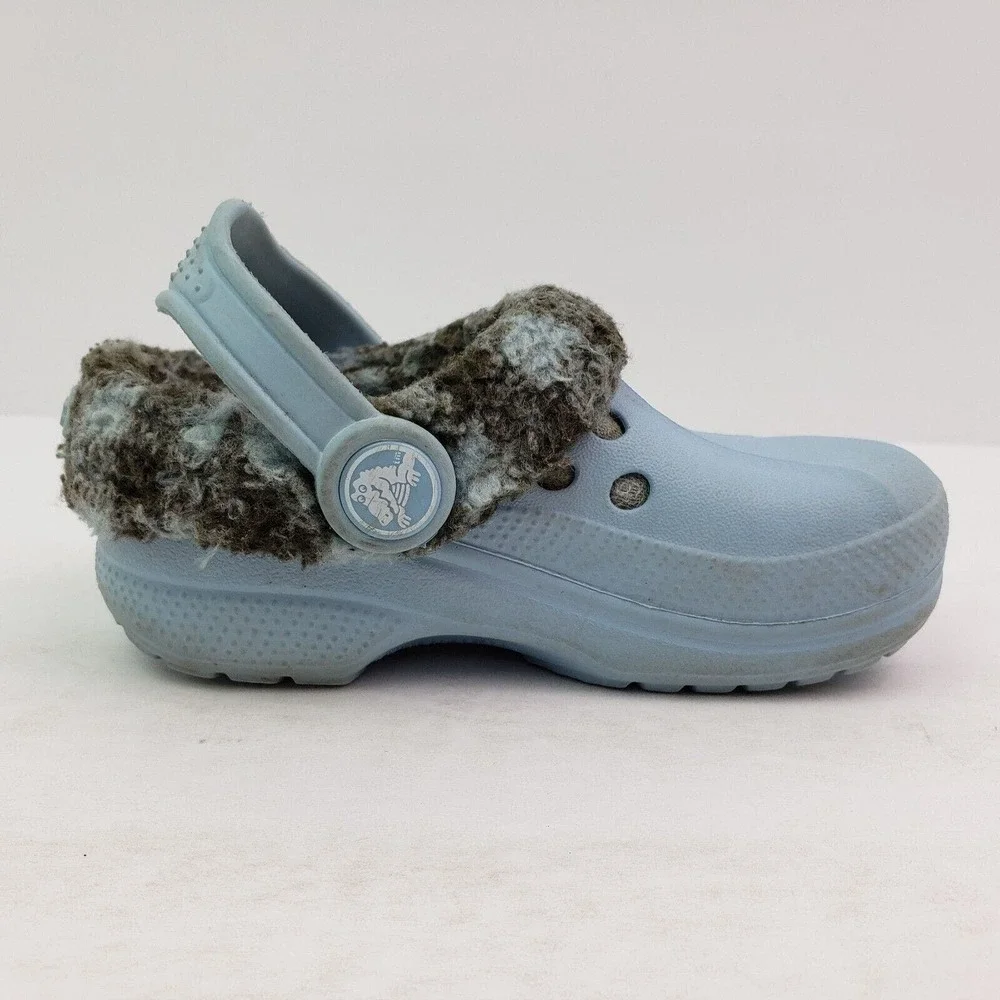 Crocs Classic Lined Toddler Boys Size 6-7c Blue Slip On Comfort Shoes